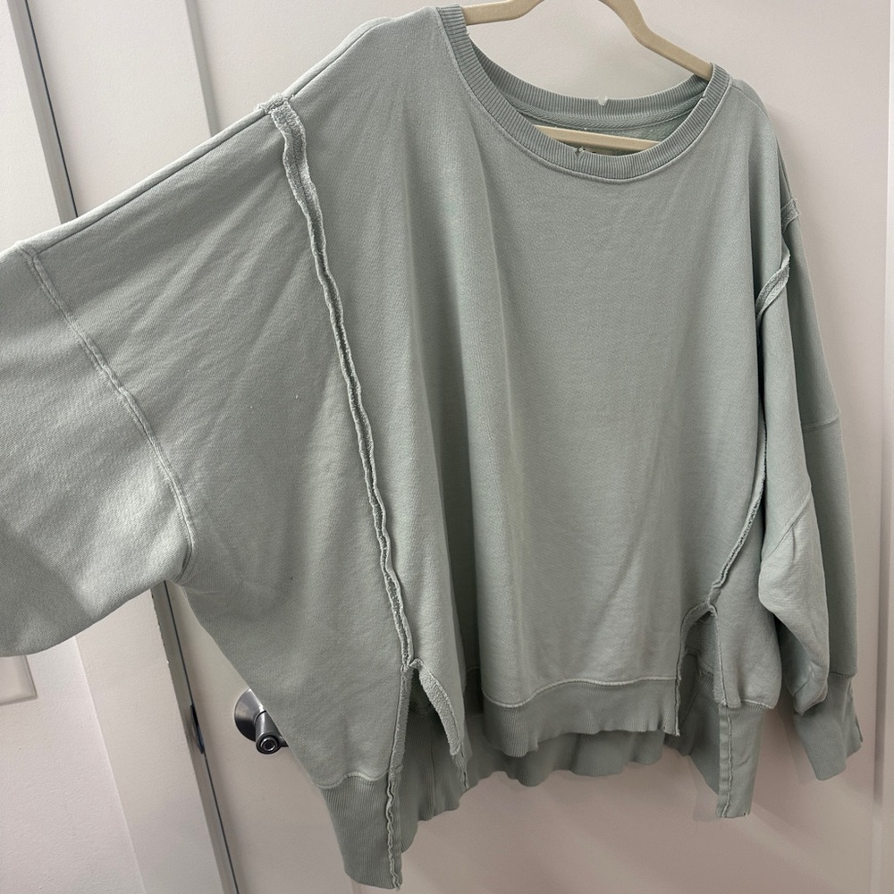 Free People We The Free Camden Sweatshirt Mint Green - Picture 3 of 5